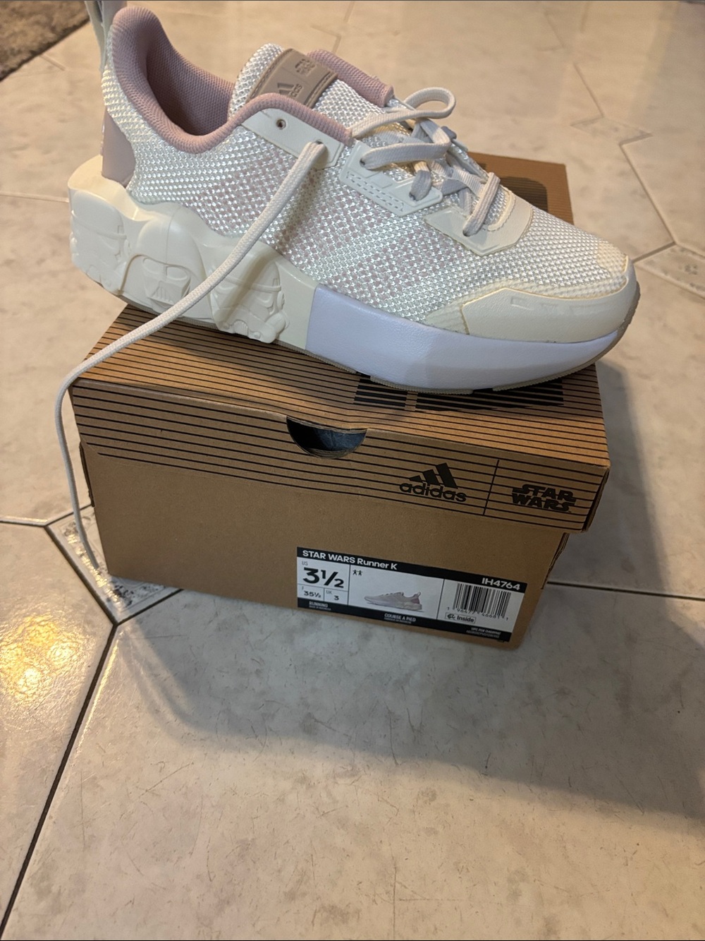 adidas Women’s Star Wars White and Light Pink Chunky Runner Sneakers